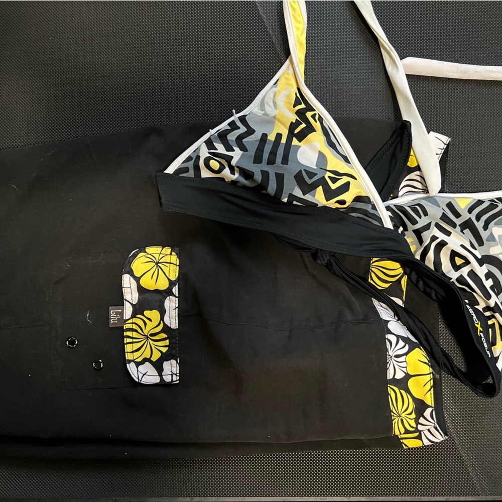 Swim trunks with reversible bikini